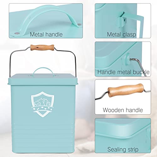 Topmart Pet Food Storage Containers, 3Pcs Dog And Cat Food Container Set With Lid And Scoop, Coated Carbon Steel, Detachable Carry Handle - Green #TOP2