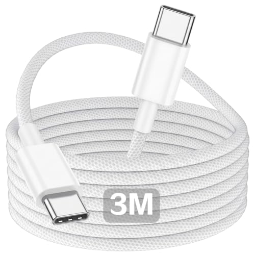 USB C Charger Cable 3M for iPhone 17 16 15 Extra Long USB C to USB C Cable Fast Charging Cable Type C to Type C Fast Charger Cable USBC Charging Wire for 17 Pro Max/Air/17/16/16 Pro/15 Plus/15/iPad