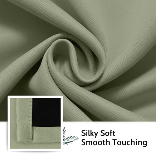 Image of SimpleHome Light Sage 100% Blackout Curtains Room Darkening Living Room 63
