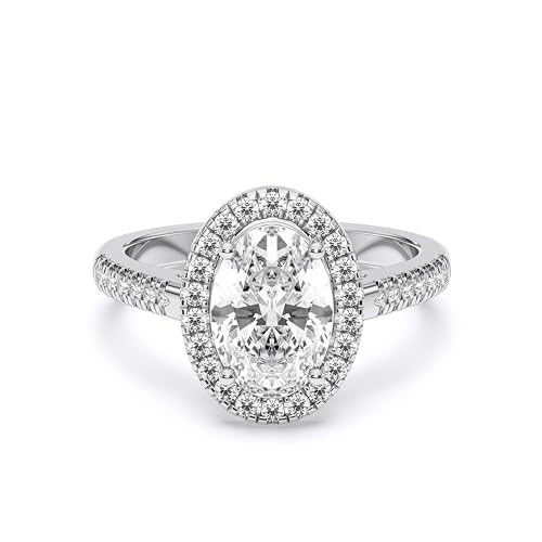 IGI Certified F/VS 2Ct Oval and 0.50ct Side Lab Grown Diamond Halo Engagement Rings for Women Made in Solid Gold2