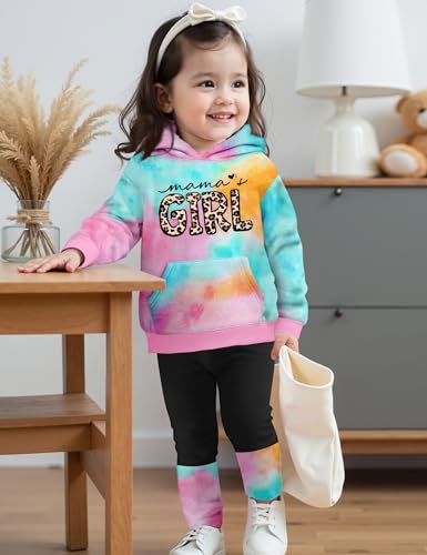 Baby Girl Clothes Long Sleeve Toddler Girls Clothes Tie-Dye Hoodie and Girls Leggings 2 Piece Fall Outfits 12M-4Y3