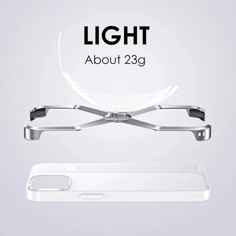 Image of Frameless X Shaped Case Compatible with iPhone 16 Pro | Luxury Aluminum Armor Case | Super Slim Premium Metal - Grey