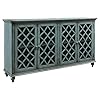 Signature design by ashley mirimyn vintage 69 4 door accent cabinet with mirrored glass and 2 adjustable shelves antique blue  urban country home decor