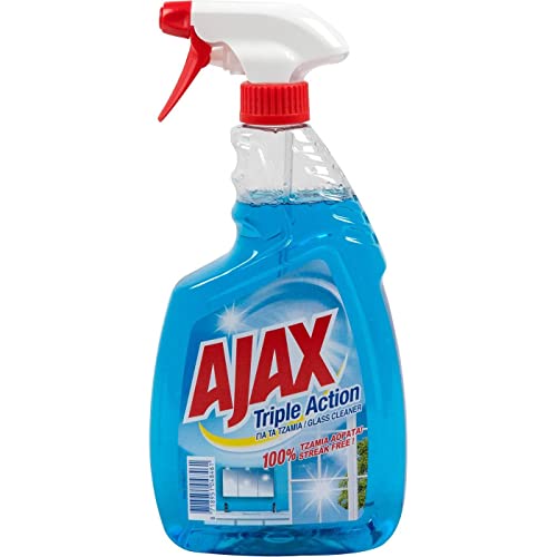 AJAX Produit Ménager Entretien, Nettoyant Vitre Pistolet Spray, Triple Action, 4 x 750 ML