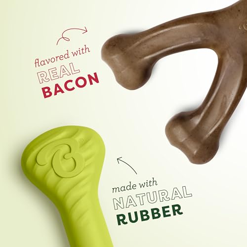 Image of Benebone Bacon Wishbone /Rubber Bone Medium, 2-Pack
