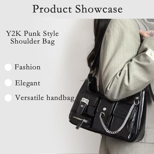 Sac à main Y2K noir avec chaîne idéal pour vos soirées branchées - 2