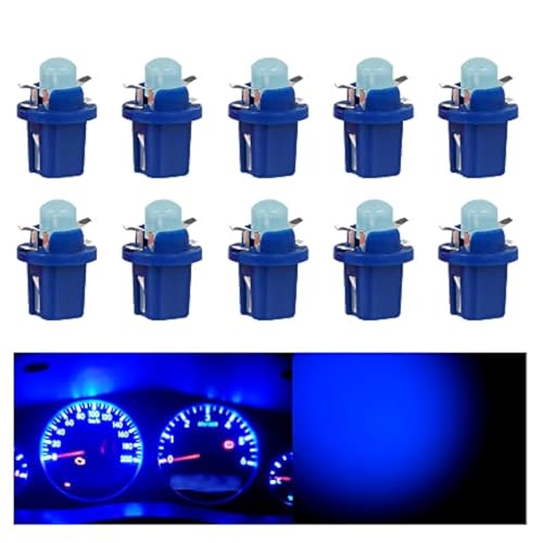 OtpOutopa Guage Cluster Speedometer Light Bulbs Super Bright 17 18 27 37 58 86 2721 Bulb T5 B8.5d COB 1SMD Led Dashboard Dash Cluster Speedmeter Instrument Panel LED Light Bulbs (Blue,10PCS)