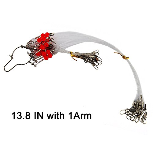 Shaddock Fishing 12Pcs/Bags White Nylon Fishing Wire Leader Rigs Trace With Swivels,Snaps,Beads, Arms Fishing Lures Tackle Leader Rigging (21.7Inch Wirh 2 Arms) #TOP1