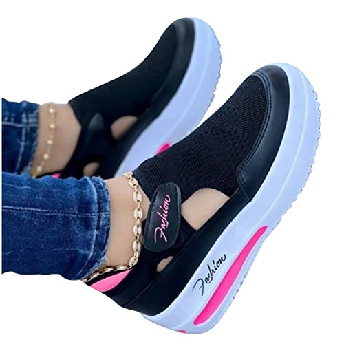 KINGAOGGO 2022 FrüHling Turnschuhe Frauen Casual Atmungsaktive Sportschuhe,LäSsige Turnschuhe In üBergrößE OrthopäDische Turnschuhe Bequeme Schuhe FüR Frauen Schwarz Rosa GrößE 35-42 Cover