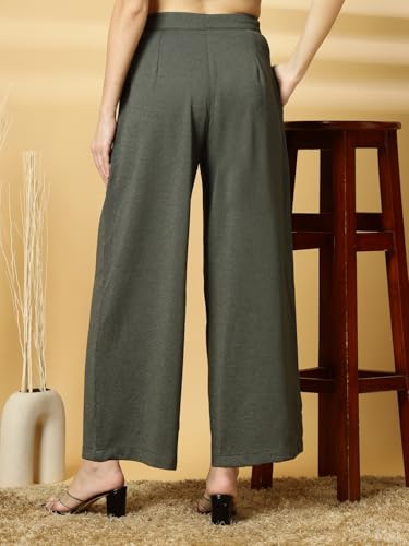 Image of OOMPH! Women's High-Waisted Pant | Wide Leg Trousers | Korean Style Stretchable Trouser