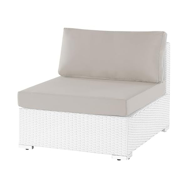 Beliani Gartenlounge Sano II PE-Rattan Weiß & Sandbeige