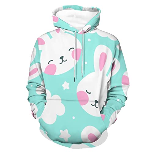 Sweatshirt Lapins Mignons Pull à Capuche Manches Longues UMENG Sweat Unisexe Homme Femme Taille S