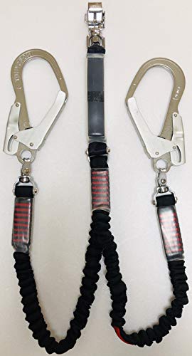 ツヨロン 新規格 墜落制止用器具 フルハーネス安全帯用ノビロンダブルランヤード ねじれ防止付き 軽量アルミ製 THL-2-NV93SV-33KS-BK-2R23-BP