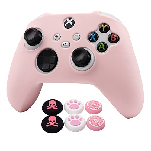 Image of RALAN Controller Skin for Xbox Series S /X, Anti-Slip Silicone Controllers Cover Protector Case Compatible with Xbox Series S /X(Pink Pro Thumb Grip x 2,Cat + Skull Cap &Cover Grip x 2)