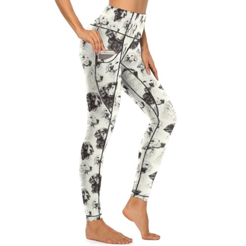 Pantalon de yoga avec poches femme legging d'entraînement motif chien