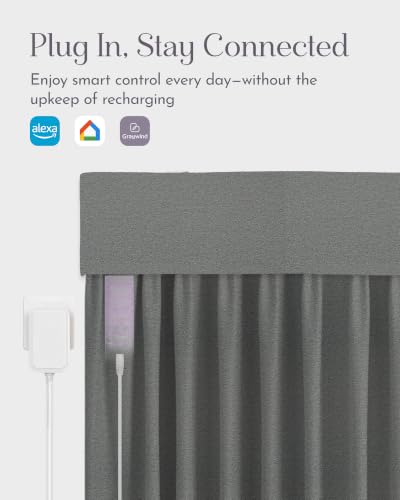 Image of Graywind Motorized Curtains with Track, Room Darkening Smart Curtains, Hardwired Curtains Compatible with Alexa Google Home Remote Control for Large Windows, Custom Drapes Up to 220 inch, Echo (Smoke)