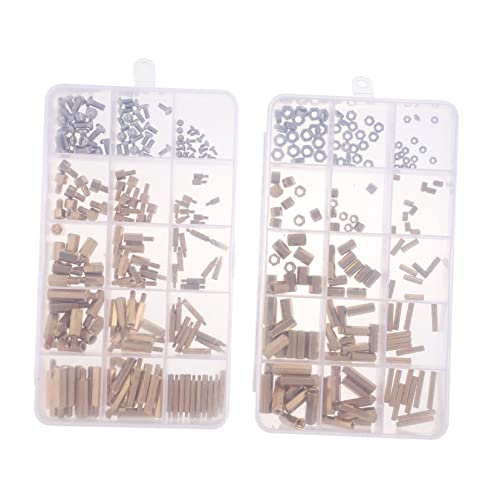 Cabilock 1 Set Brass Standoffs and Screws Assorted Kit for Computer Circuit Boards Machine Screw Assortment Storage Box for Electronics and Lighting Projects