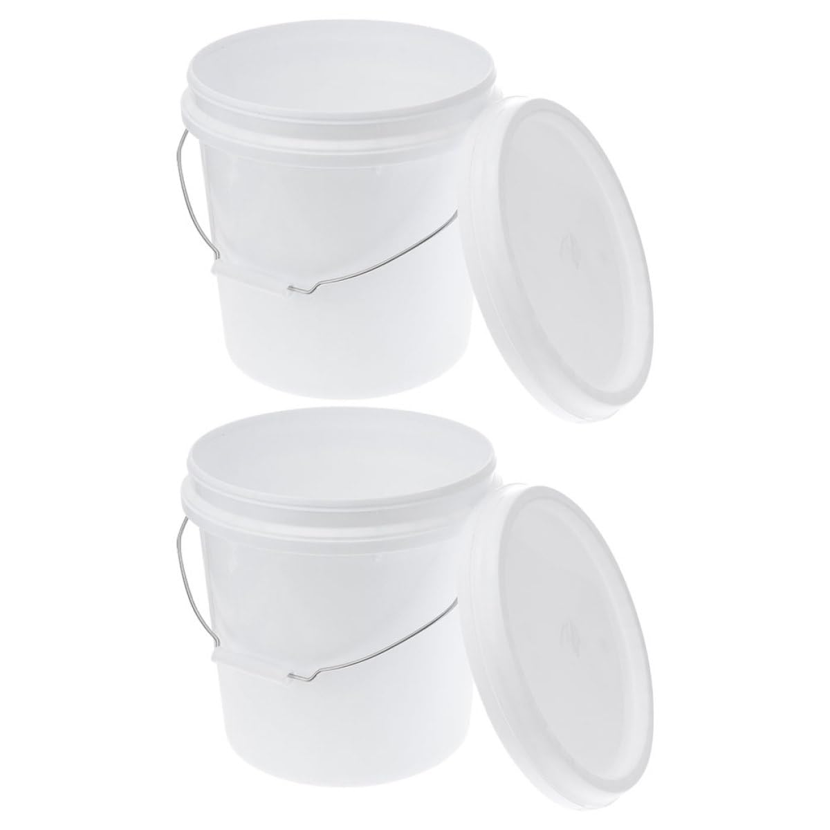 Abaodam Cubo Redondo de Plástico Blanco de 10l Tapa Segura, Multifuncional para Almacenamiento y Pintura, Pack de 2 Unidades Adecuado para Uso Doméstico