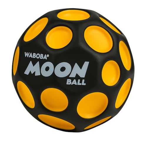 Waboba UV Moon Ball Hyper-Bounce Ball mit UV-reaktiver Farbe Springt bis zu 30 Meter hoch Mit Pop-Geräusch Outdoor-Spielzeug für Kinder Teenager & Erwachsene - Gelb & Schwarz