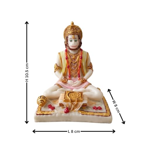 Image of Blessing Hanuman Idol - Multicolor Sitting Bajrangbali Murti with Gada for Home Temple Decor | Lord Hanuman Ji Statue for Strength, Protection & Devotion | Puja Showpiece Gift (10.5 Cm Hanuman ji)