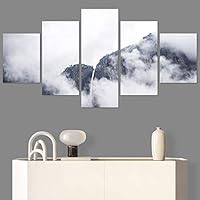 SIGNWIN 5 Panel Canvas Wall Art Foggy Scenery for Home Decorations Ready to Hang - 60