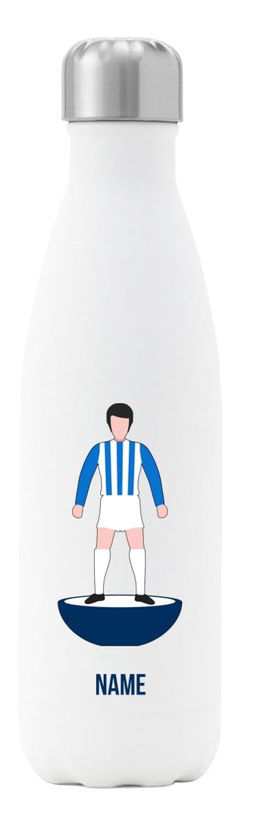 Go Find A Gift Personalised Player Figure Insulated Water Bottle for Huddersfield Town supporters, 500ml capacity - White - Stainless Steel - Great for Terriers fans