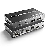 【HD 4K visueller Genuss】 Dieser 2-Computer-1-Monitor-Switch mit voller Bandbreite von 10,2 Gbit / s unterstützt eine Auflösung von bis zu 4K @ 30 Hz (3840 x 2160) und macht die Bildanzeige exquisiter und realistischer, farbheller und agiler. Es kann auch mit niedrigeren Auflösungen abwärtskompatibel sein. Das integrierte automatische Einstellsystem des 4K HDMI-Umschalters macht das Bild klar, flüssig und stabil.