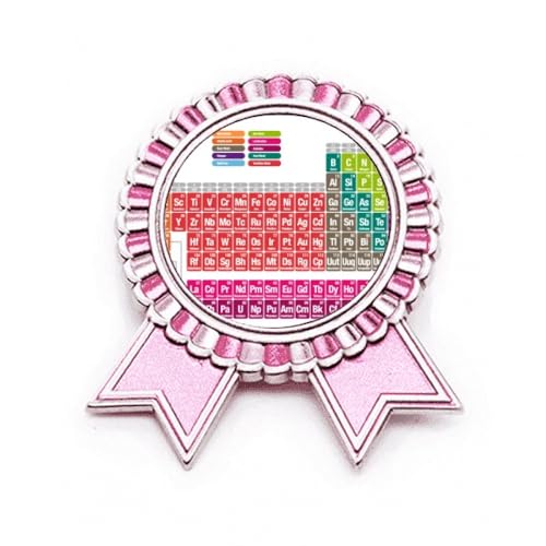 Broche de table périodique rose en métal pour personnaliser vos vestes