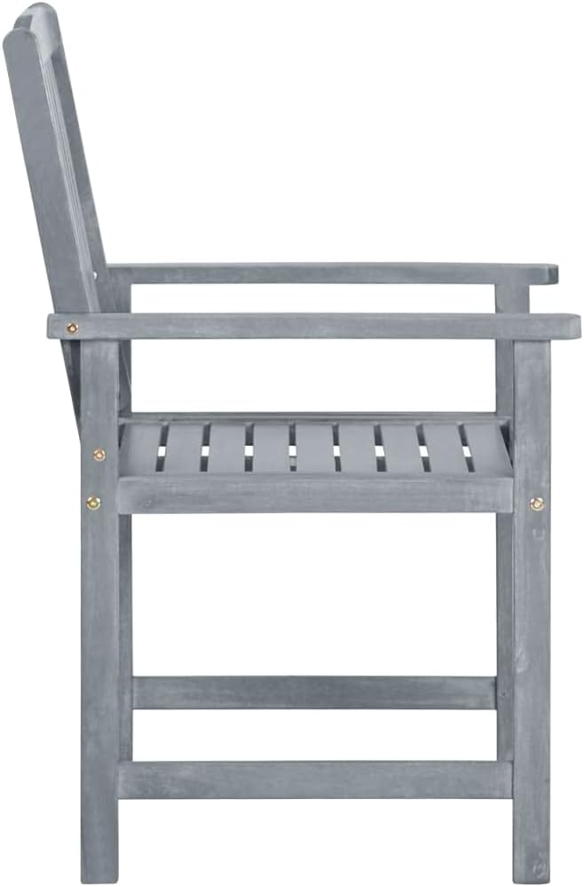 Patio Chairs with Cushions 2 pcs,Outdoor Dining Chairs,Lounge Armchair,Farmhouse Chairs,Assembly Required,Suitable for Dinner, Meeting, Hotel, Restaurants, Gray Solid Acacia Wood