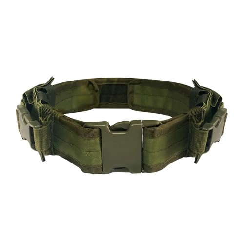 MiOYOOW Ceinture tactique, ceinture combat réglable avec 2 chargeurs pochettes amovibles pour sécurité chasse randonnée camping (couleur de la boucle de ceinture aléatoire)