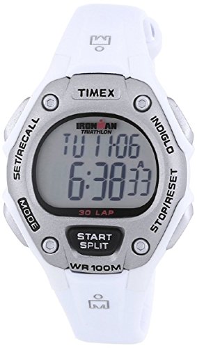 Timex Women's T5K515 Ironman Classic 30 Mid-Size White/Silver-Tone Resin Strap Watch