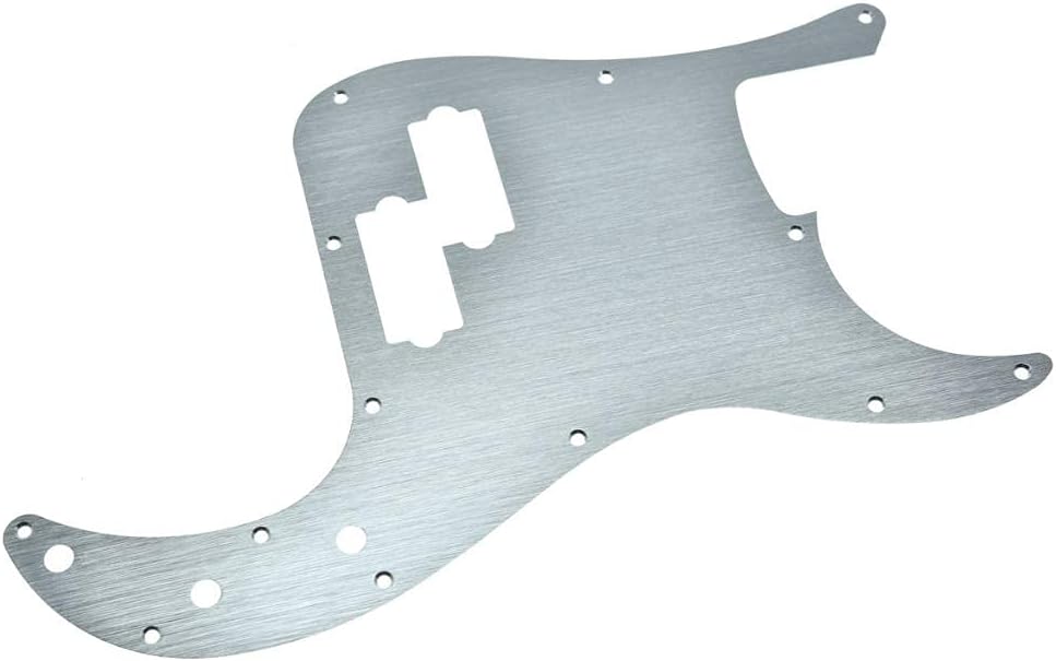 KAISH 13-Hole Metal Aluminium Anodized P Bass Style Pickguard American Modern Style Standard Bass Pick Guard for Precision P Bass Silver