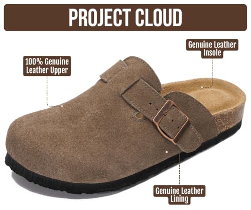 Image of 100% Genuine Leather Slip-on Footbed Clogs for Women - Fall Shoes for Women