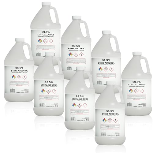 HIGH Impact 99.5% Ethyl Alcohol Denatured 40-B 200 Proof Alcohol - Made in The USA - Gallon (Pack of 8)