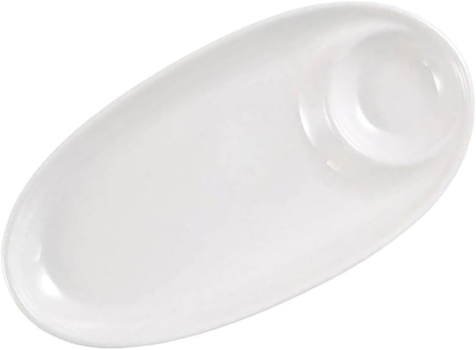 Qxhssm One Color Ceramic Dumpling Dipping Plate Divided Soy Sauce Tray With Compartments Food Grade Snack Board For Sushi Appetizers Seasoning Wedding And Party Serving