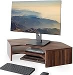 FENGE Computer Monitor Stand 18.2 inch 2 Tiers Laptop Riser with Storage Shelf,Desk Organization for Home Office Supplies,Brown