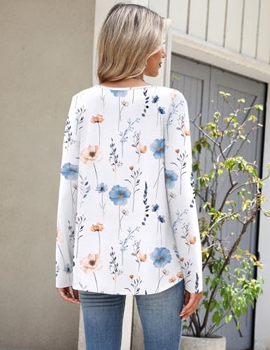 Image of Zeagoo Long Sleeve Shirts for Women Fall Tops Casual Dressy V Neck Blouses Boho Tunic Western Clothes Vacation Outfits