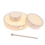 Wood Frame Drum with Stick – Hand-Percussion Frame Drum, Natural Wood Shell 4/6/7/8/9/10 Inch Sizes, Educational Musical Instrument for Rhythm Play & Performance (E)