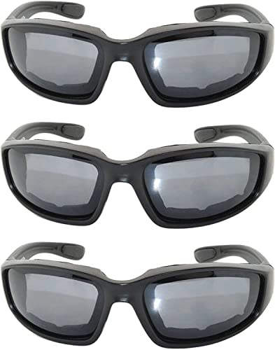 Image of OWL 3 Pack Motorcycle Riding Glasses, Padded Sport Sunglasses, Assorted Colors for Men and Women