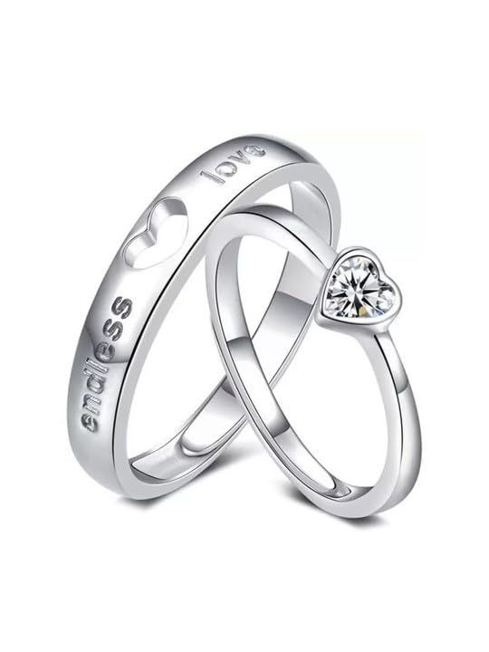 Couple Finger Ring Combo for Women Girls Men Boys Girlfriend Lovers CZ Rings Proposal American diamond Stylish Valentine Gifts Platinum Silver Endless Love Forever Heart Adjustable Ring-image-42