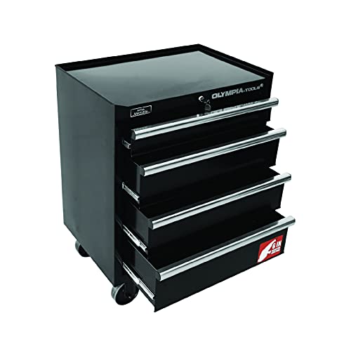 Olympia Tools 4-Drawer Tool Cabinet, Tool Box with 4 Wheels, 27 inches, Black color, Power Strip 4 Outlet,2 USB ports, 1-Key Locking System, Fully Extendable Drawers, Great for Garage and Warehouse Olympia Tools 4-Drawer Tool Cabinet, Tool Box with 4 Wheels, 27 inches, Black color, Power Strip 4 Outlet,2 USB ports, 1-Key Locking System, Fully Extendable Drawers, Great for Garage and Warehouse
