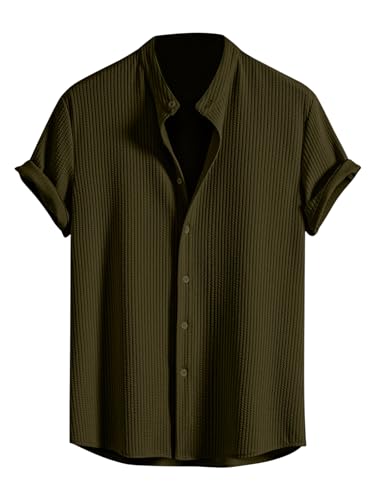 Image of GRECIILOOKS Men's Polycotton Regular Fit Casual Shirt | Stylish | Printed | Solid | Short Sleeve | Trendy (Available in Plus Size)