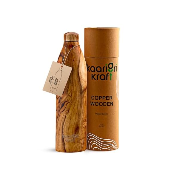 Copper Wooden Water Bottle | BPA Free | 32oz Water Bottle | Leak-Proof & Odorless | Perfect for Bottled Water Enthusiasts with a Sense of Humor