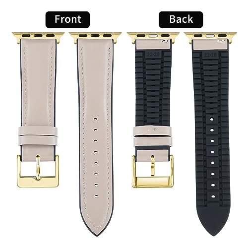 Image of BINLUN Leather Silicone Bands Compatible with Apple Watch 38mm 40mm 41mm 42mm 44mm 45mm 46mm 49mm Sweatproof Replacement Strap for iWatch 11 /10 /9 /8 /7 /6 /5 /4 /3 /2 /1 /Ultra /SE Men Women