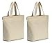 Price comparison product image Canvas Tote Bag Bottom Gusset 16 X 14 inch Heavy Tote Shopping Bag Washable Grocery Tote Bag Craft Canvas Bag (2Pcs)