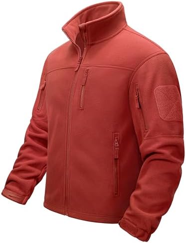 MAGCOMSEN Fleece Jacket Men Full-Zip Coats With Pockets Warm Tactical Jackets Windproof Jacket Winter Outwear