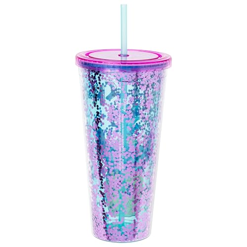 Image of Silver Buffalo Disney Lilo and Stitch Pineapple, Plastic Cold Cup, 32oz | Confetti, Includes Lid and Straw, 0.95 Liters