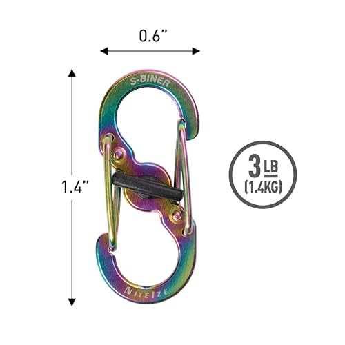 Image of Nite Ize LSBM-07-2R3 S-Biner MicroLock Locking Keychain Carabiner, Spectrum