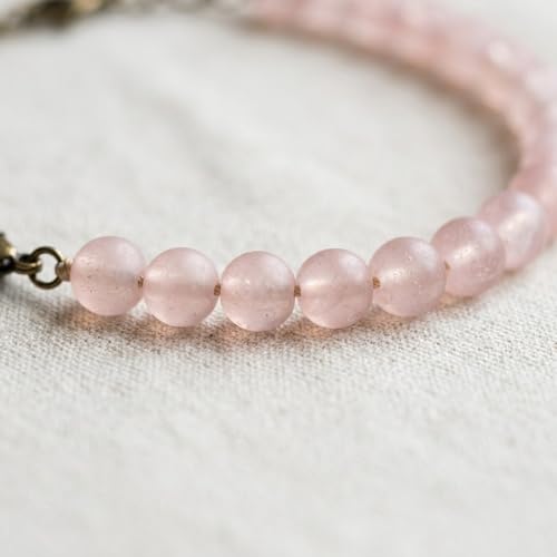 Image of Certified Namah Sutra Rose Quartz Beaded Anklet, Natural Crystal Antique Brass Clasp with Extension Chain | Certified Pyrite Anklet for Women, Money Magnet Raw Pyrite Anklet Jewelry, Handcrafted Healing Crystal Adjustable with Natural Stone Energy, Gift for Women Meditation and Balance