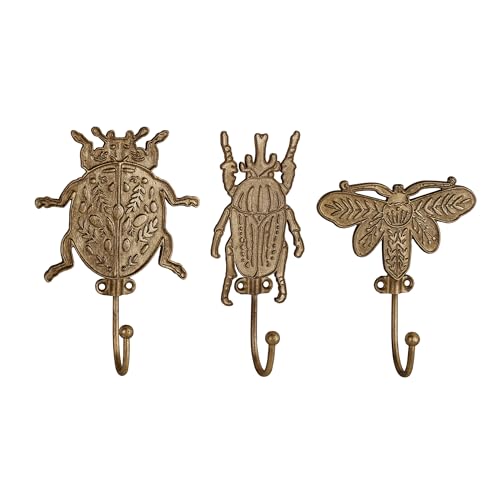 SOFFEE DESIGN Set of 3 Metal Insects Wall Hooks, Decorative